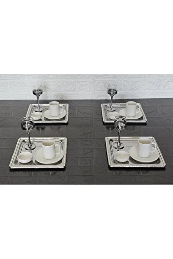 atabey home collection 6 Pieces Silver Tray and Frame Cast Cafe & Tea Service