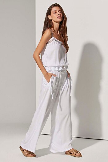 White By Nature Viscose White Women's Trousers
