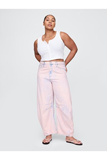 GAP Kadın Açık Pembe High Rise UltraSoft Horseshoe Jean Pantolon
