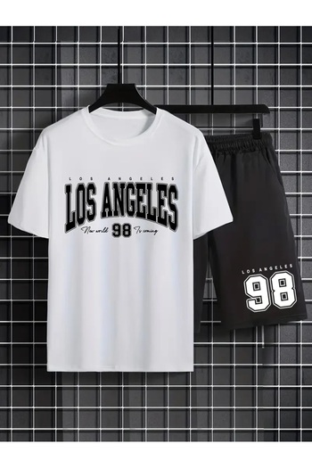 pandy Los Angeles 98 Printed T-Shirt - Shorts Sportswear Tracksuit Set