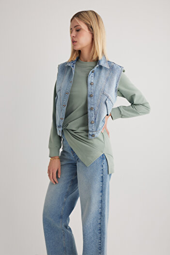 JUD Maria 1000 Light Blue Regular Fit Jean Vest Women
