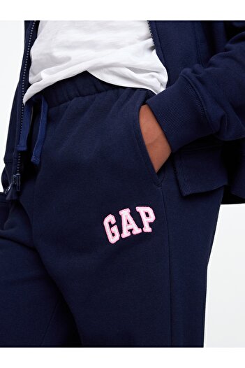 GAP Girl's Navy Blue Logo Relaxed Terry Fabric Jogger Sweatpants