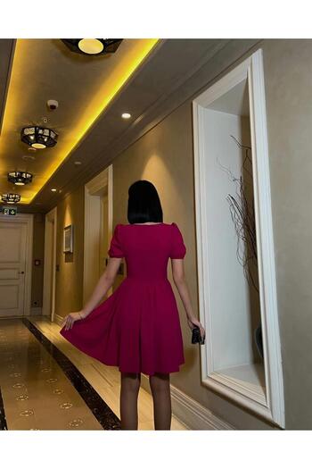 Modafeminen Short Sleeve Mini Dress 582999 Fuchsia