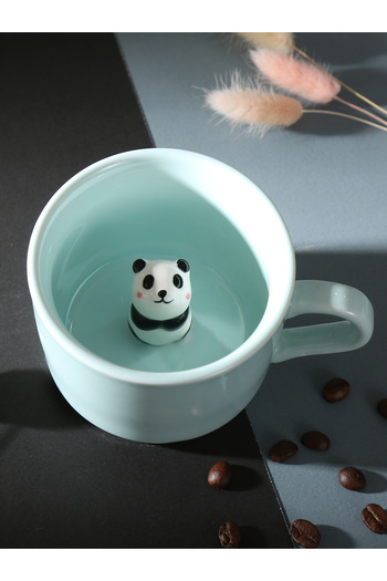 MUKKO HOME Porcelain Mug with 3D Cute Panda Figure 230 ml Mint Color Coffee Tea Cup