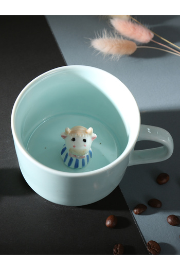 MUKKO HOME Porcelain Mug with 3D Cute Panda Figure 230 ml Mint Color Coffee Tea Cup