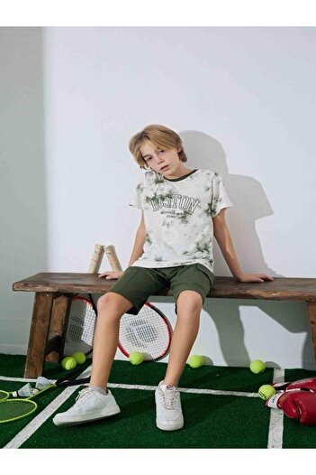 KIPIRIK BABY Boy's Green Patterned Shorts Pajama Set