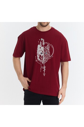 Uniquetex Vek Oversize Wolf Printed T-Shirt