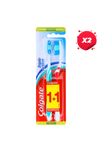 Colgate X2 - COLGATE TRIPLE ACTION TOOTHBRUSH 2PCS/SET MEDIUM