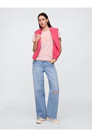 GAP Kadın Pembe Gap Logo T-Shirt