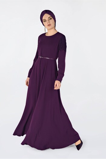 Alvina Lace Sleeves Belt Dress 4679