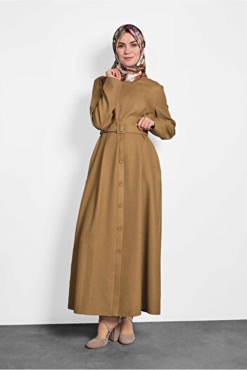 Alvina 40134 Model Dress with Belt and Buttons