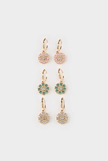 DeFacto Women's 3-Piece Floral Earrings E8039Axns