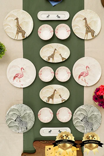 Heda Porselen Nature 16 Pieces Porcelain Breakfast Set for 6 Persons