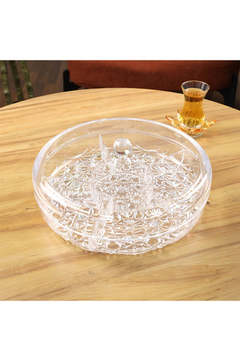 ABAREEK Multipurpose Acrylic Divided Plate with Lid Round 26*3.5cm