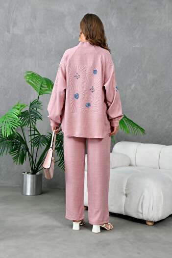 Miss Allos Sequin Embroidered Women's Kimono and Caftan Set - Back and Sleeve Detail