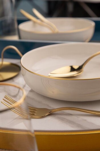 Kütahya Porselen Moderna Set of 2 20 cm Bowl Gold Mesh