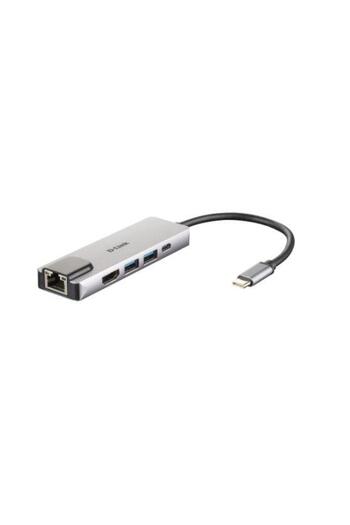 D-Link D-LINK DUB-M520 USB HUB, Gigabit LAN x 1, USB 3.0 x 2, HDMI x 1, USB Type C x 1 (Silver)