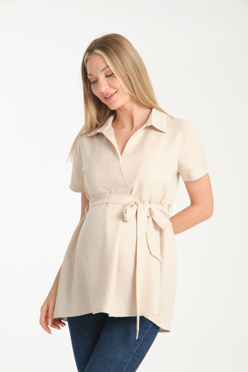 Entarim Maternity Shirt Collar Pleated Tunic