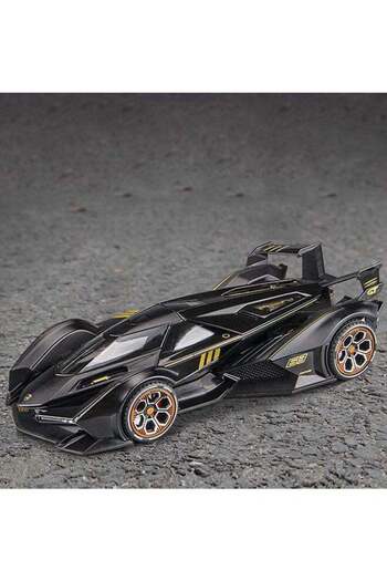 COOYA V12 Race Car Toy with Light and Sound, Diecast Metal Model Cars for Kids Car Gift Toys(Black)