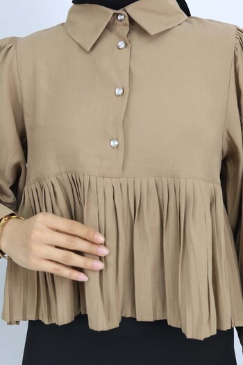 benguen Pleated Short Shirt - Mink 2248