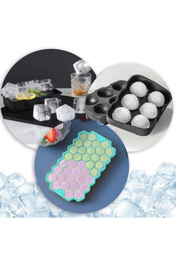 Jolly Set of 3 InJolly ice cube trays, silicone, blue/black