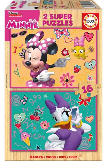 EDUCA Puzzle Minnie Happy Helpers 2 X 16 Piece Wooden Puzzle