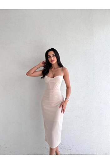 MİSSCİXFASHİON Večerní šaty Midi s tenkým popruhem – večerní šaty a promoce