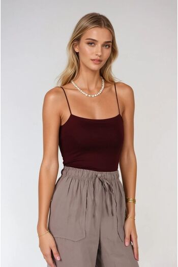 FABB Burgundy Thin Rope Strap Tank Top