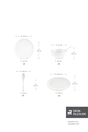 Karaca Gold Forever Bone Fika 22 Piece Breakfast Set for 6 People