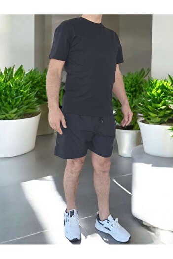 Besa Men's Black Sea Shorts + T-Shirt Double Set