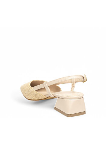 ELAIA SHOES Elaia Marlowe Kadın Ten Renk Hasır Detaylı Topuklu Ayakkabı