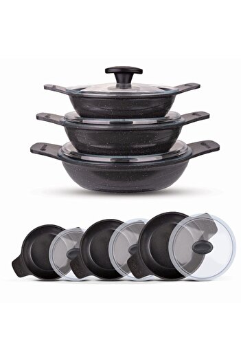 ThermoAD | Pyro Serisi | 6 Parça | Güveç Sahan Set | Gri