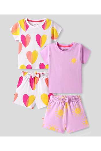 Bonfino Bonfino T-Shirt and Shorts Set with Heart Print (Pack of 2) - Multicolor