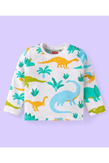 Babyhug Babyhug Night Suit with Dino Print - White
