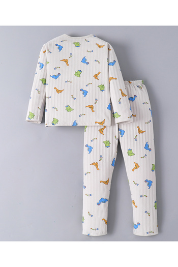 SAPS SAPS Construction Vehicles Printed Pajama Set - Off-White