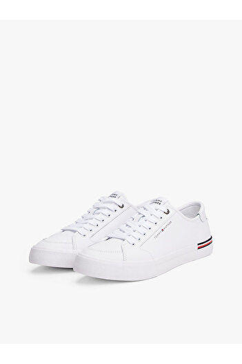 Tommy Hilfiger Erkek Kabartma Logolu Beyaz Sneaker
