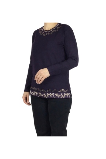 ECE GİYİM Women's Collar and Skirt Patterned Stone Lycra Bluz