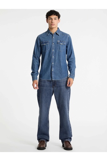 Guess Cămașă de denim slim fit albastră pentru bărbați M4YH55D5EI1-GJRW