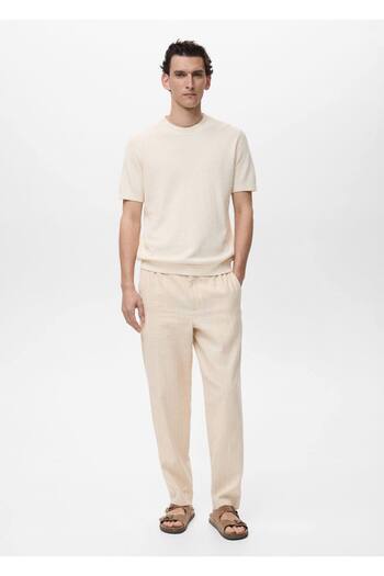 MANGO Man Slim Striped Linen Pants