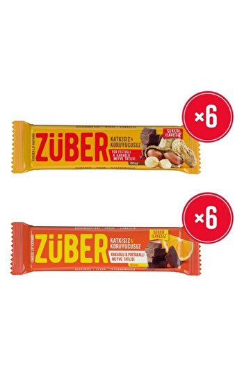 Züber Pack of Fruit Bars with Peanut and Orange (40 g X12 Pcs)