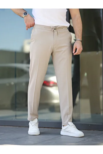 BASEL.CO Άνετο κομψό παντελόνι Jogger από ύφασμα Easy-Iron Slim Fit