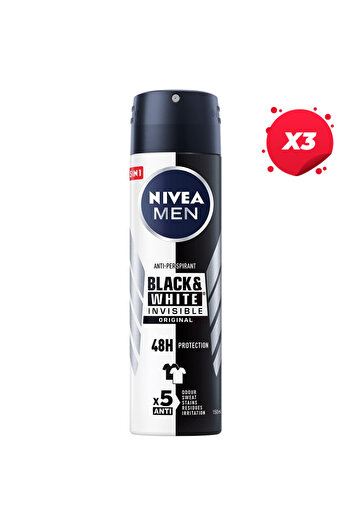 NIVEA X3 - NIVEA ANTIPERSPIRANT DEO 150ML MEN INVISIBLE BLACK/WHITE ORIGINAL