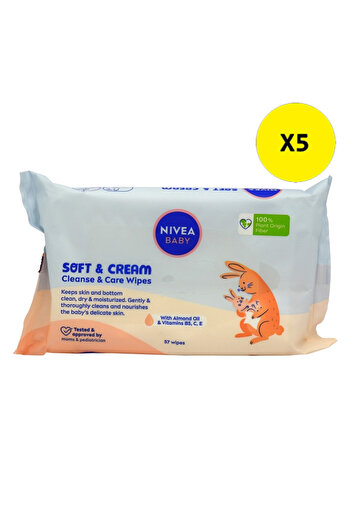 NIVEA X5 - NIVEA BABY SERVETELE UMEDE 57BUC SOFT CREAM