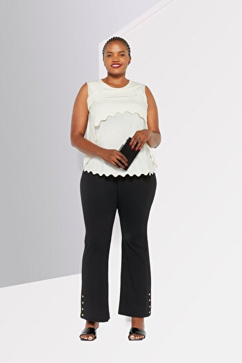 Michael Kors Women Plus Size Solid Flare Pants, Black