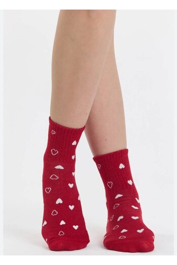 Amur 5 Pairs Women's Heart Detailed College Socks