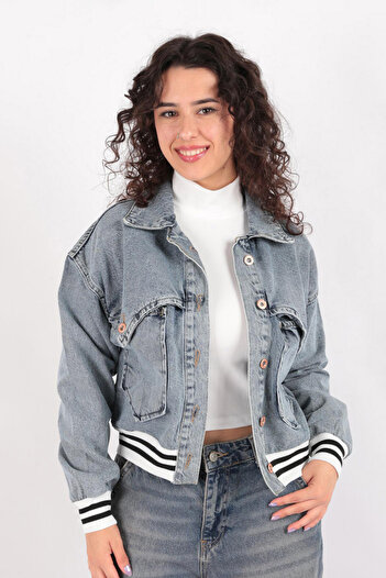 Hadise Ribbed 5020 Model Short Jean Jacket