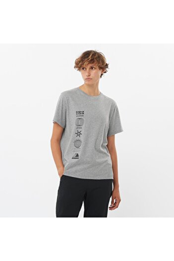Salomon Logo Combo Women's T-Shirt Heather Grey Lc2232900
