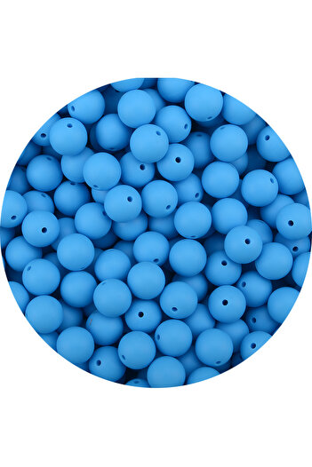LOFCA أزرق سماوي غامق LOFCA 15 مم 20 قطعة/مجموعة خرز سيليكون فضفاض آمن لتسنين الأطفال خرز دائري DIY