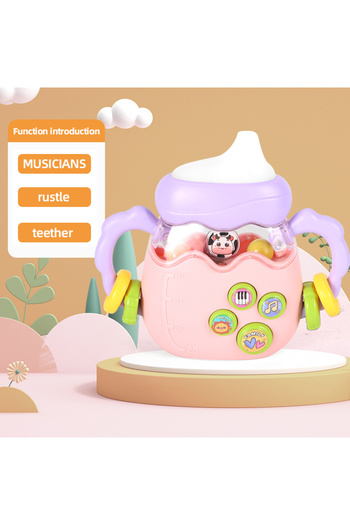 Choice pink Baby Bottle Toy Education Early Education Music Rattle Can Bite Gums