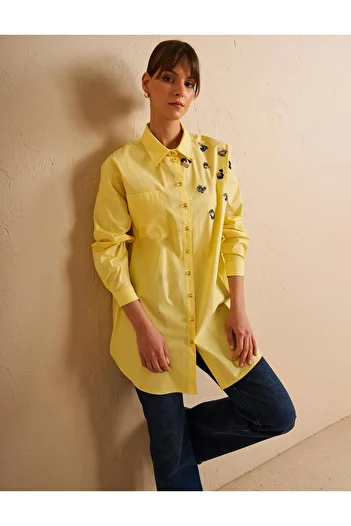 Kayra Poplin Tunic with Lemon Aroma - Created with Paylithic Techniques
